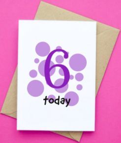 Age Card 6 Purple - Irish Made Card